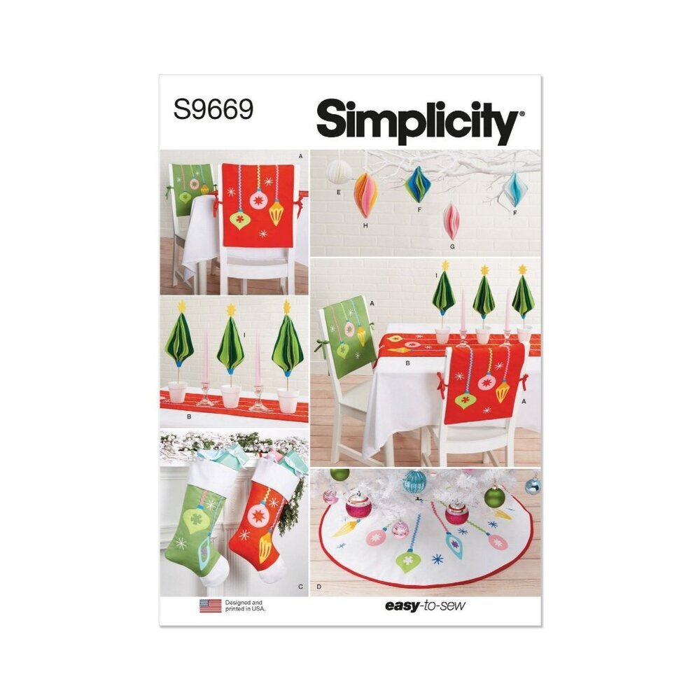 Simplicity Sewing Pattern R11659 Christmas‎ Tree Ornaments Skirt Table Runner
